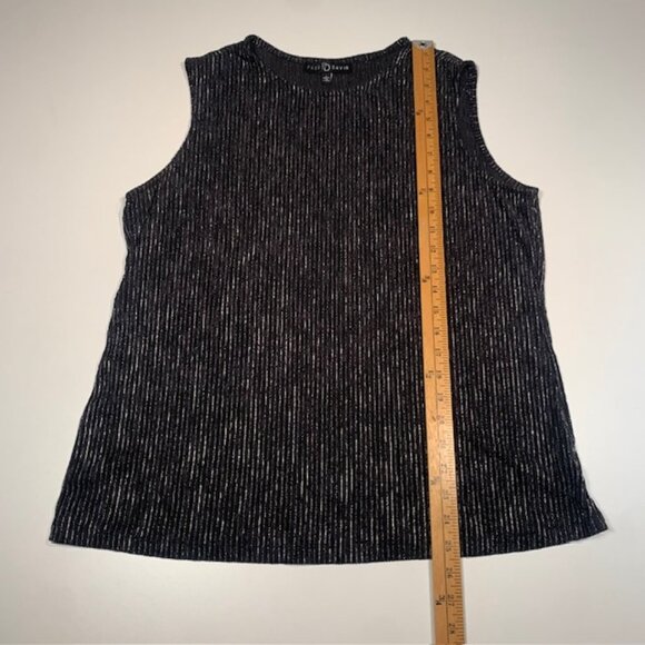 Fred David Metallic Ribbed Tank Top L Gray Silver Lurex Stretch Party Shimmer - Picture 3 of 8